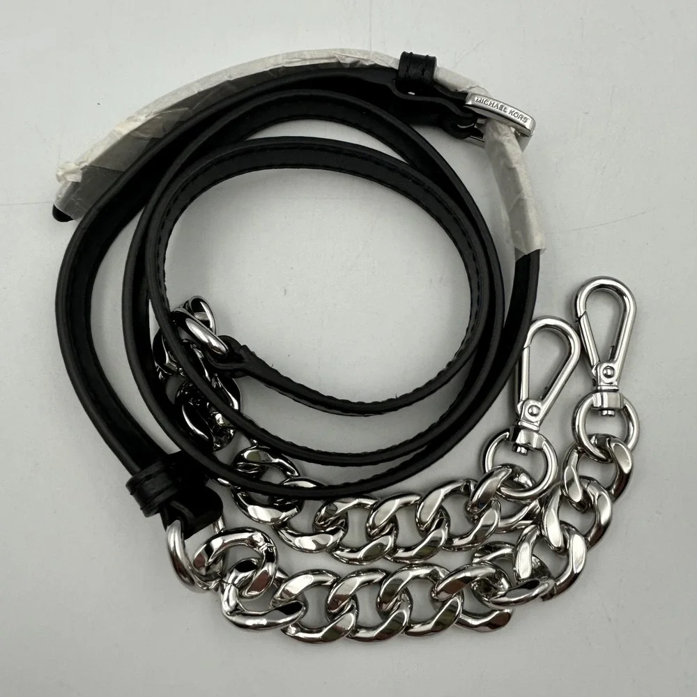 Michael Kors Handbag Strap Black Womens OS Leather Chain Adjustable Like New 52